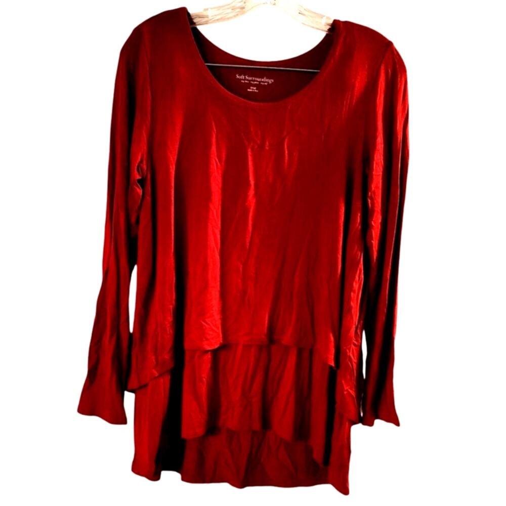 Soft Surroundings Women's Red Perfect Layers Long Sleeve Size Small